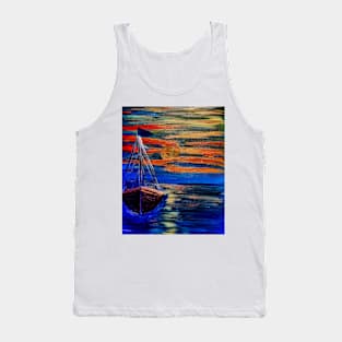 Out sailing at sunset. Red sky Tank Top